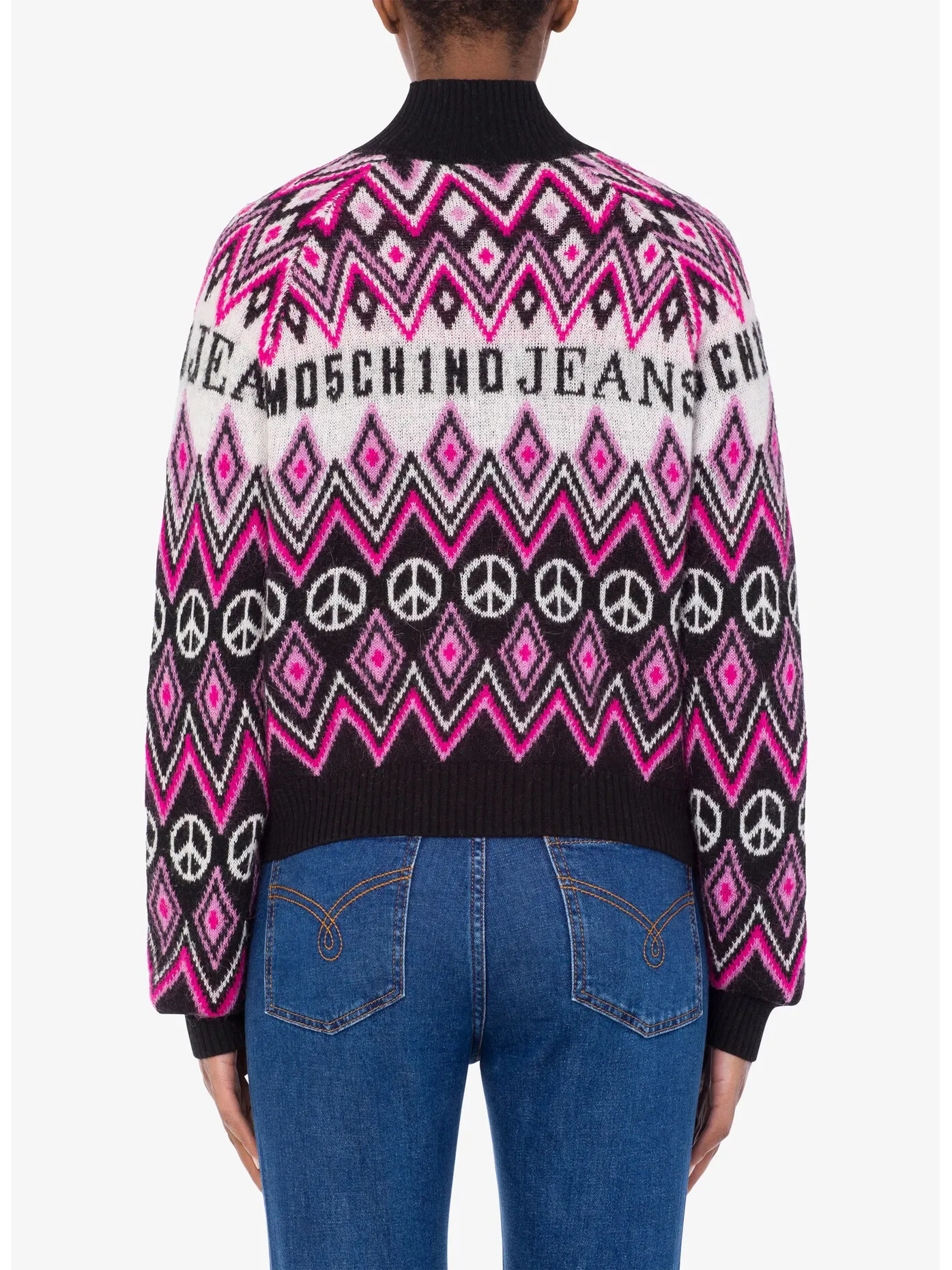     -MOSCHINO JEANS    -MAGLIA CON COLLO ALTO GRAPHIC JACQUARD-