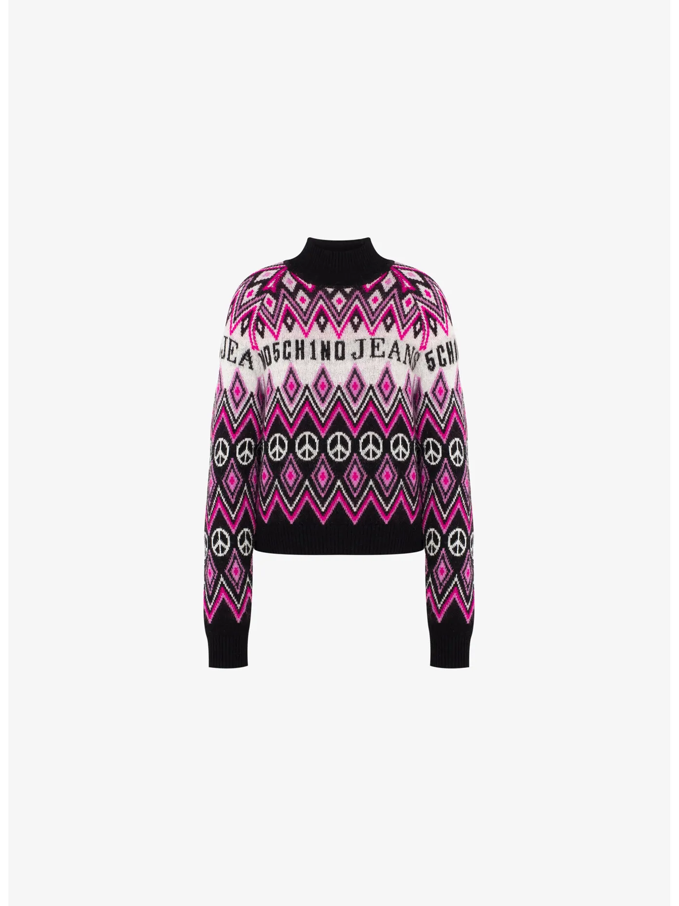     -MOSCHINO JEANS    -MAGLIA CON COLLO ALTO GRAPHIC JACQUARD-