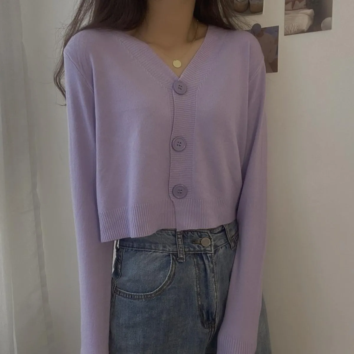 2023 autunno bottone scollo a V crop cardigan maglione donna inverno solido maniche lunghe maglia corta top bianco nero verde Bl