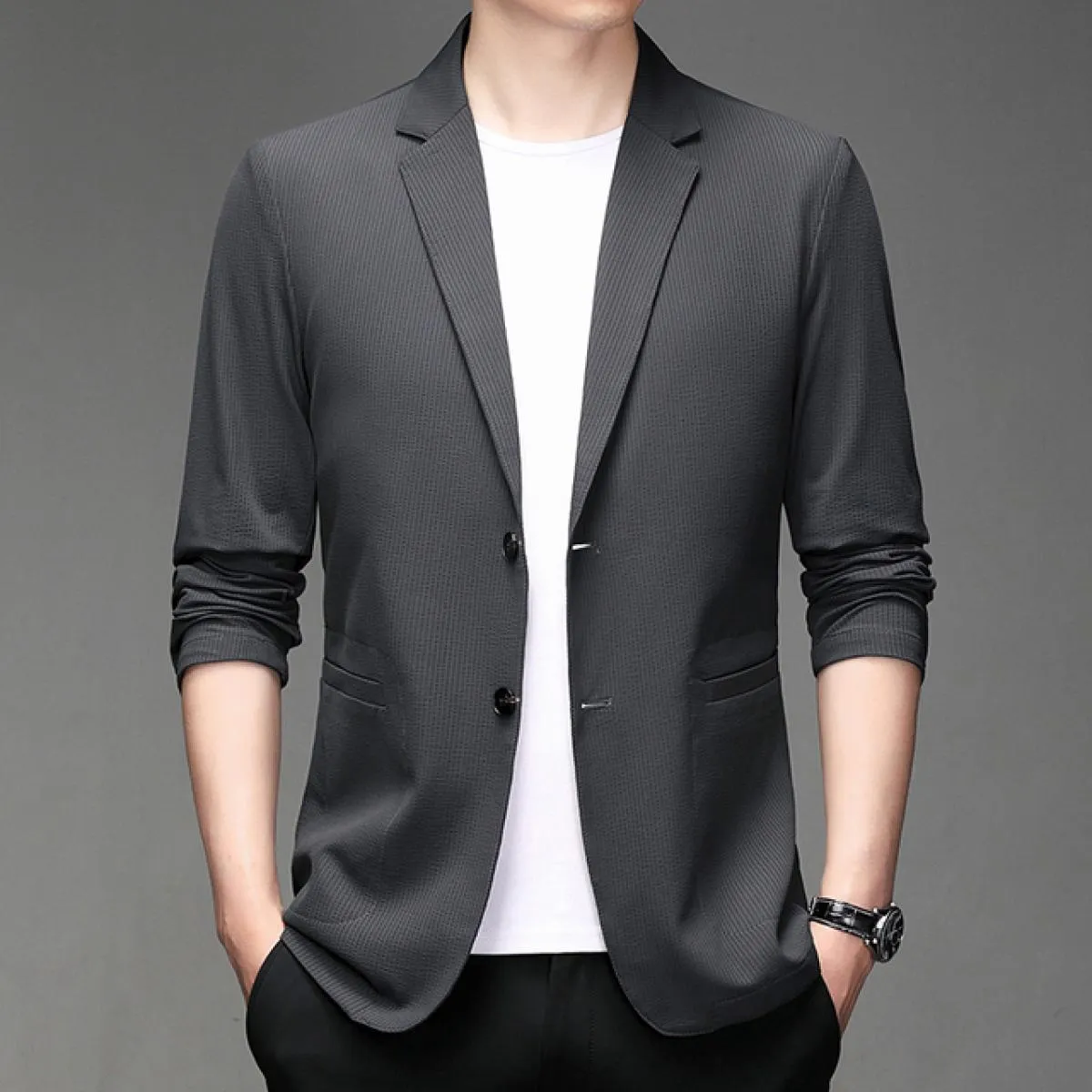 2023 Estate Luce di Colore Solido Degli Uomini di Vestito A Prova di Sole M 4xl Business Casual Giacca Monopetto Slim Fit Giacca