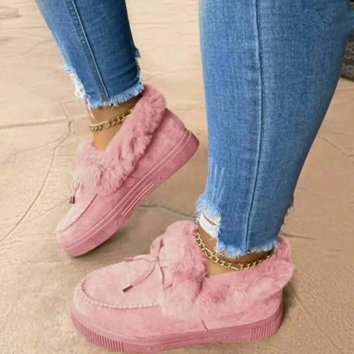 2023 nuovi stivaletti invernali stivali da neve in pelle scamosciata peluche pelliccia naturale calda slip on scarpe da donna ap