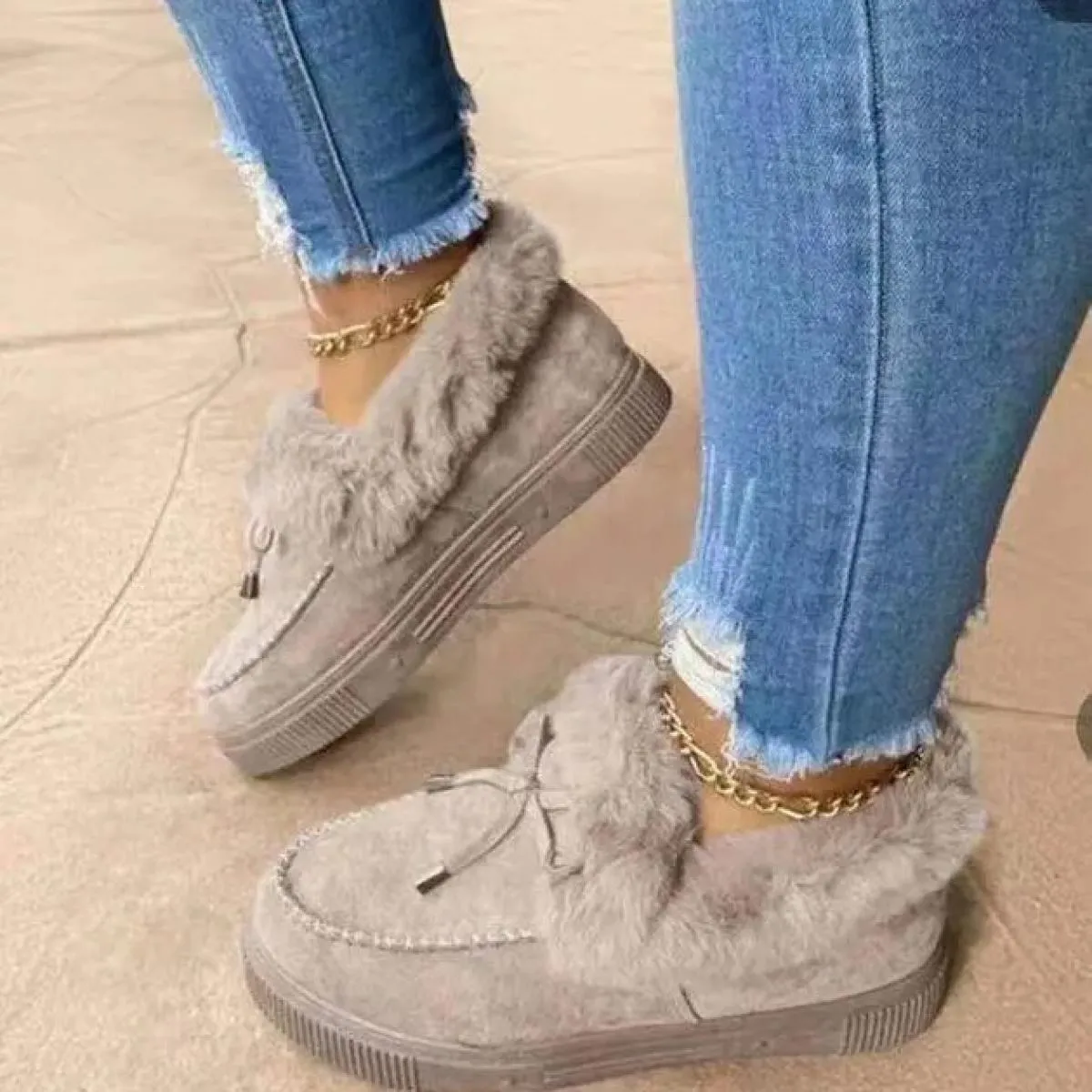 2023 nuovi stivaletti invernali stivali da neve in pelle scamosciata peluche pelliccia naturale calda slip on scarpe da donna ap
