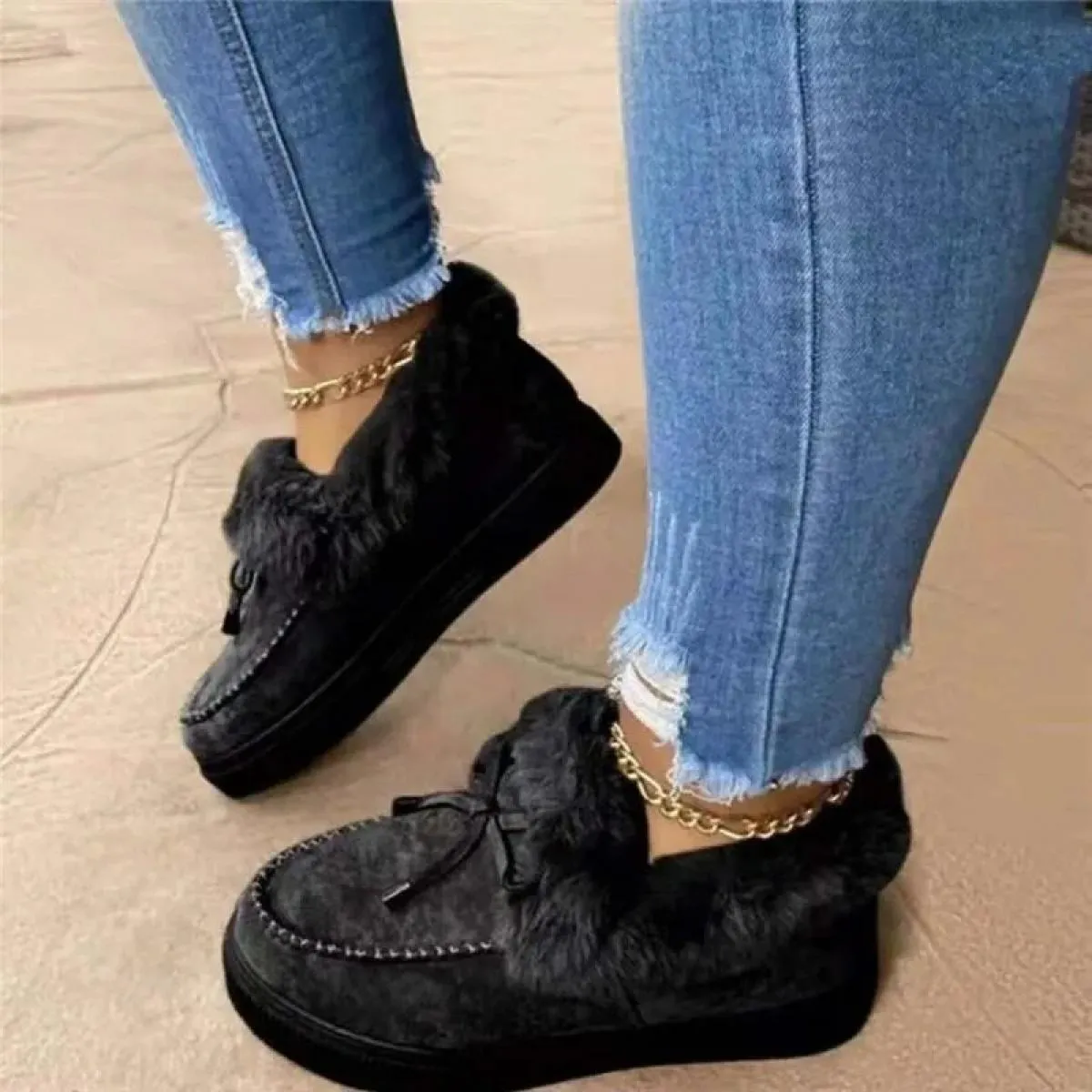 2023 nuovi stivaletti invernali stivali da neve in pelle scamosciata peluche pelliccia naturale calda slip on scarpe da donna ap