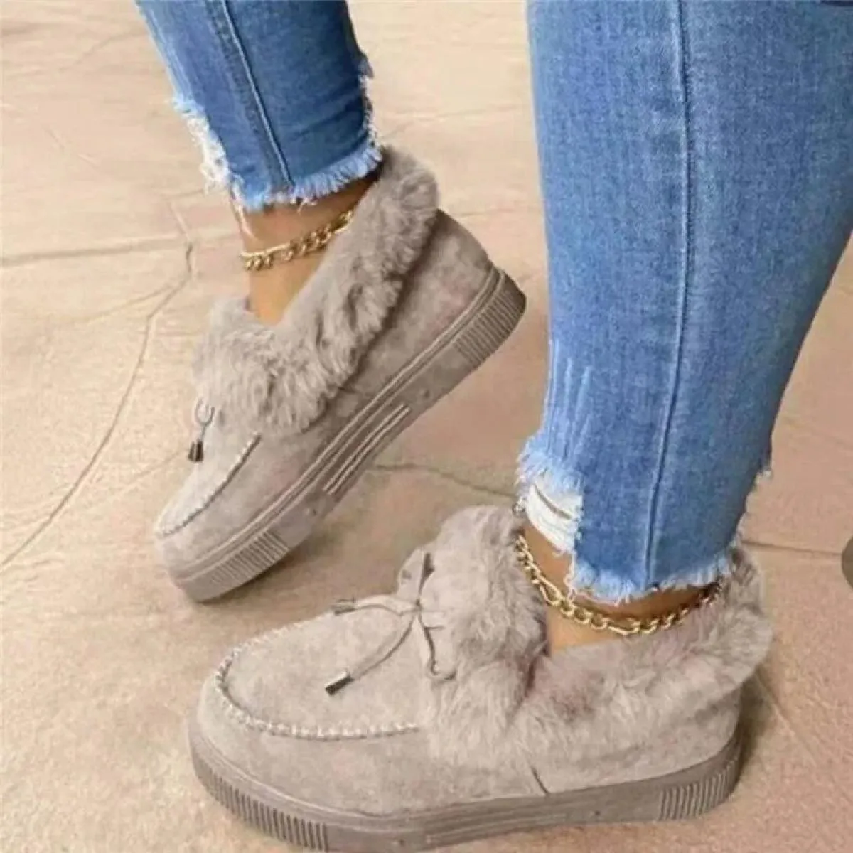 2023 nuovi stivaletti invernali stivali da neve in pelle scamosciata peluche pelliccia naturale calda slip on scarpe da donna ap