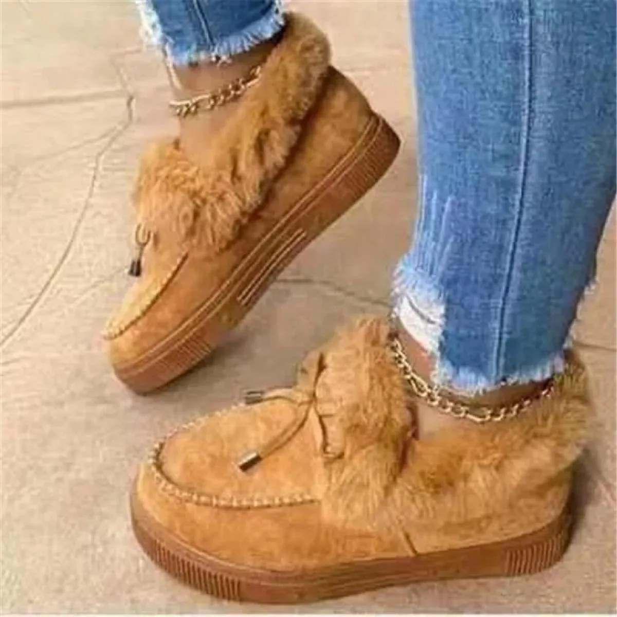2023 nuovi stivaletti invernali stivali da neve in pelle scamosciata peluche pelliccia naturale calda slip on scarpe da donna ap
