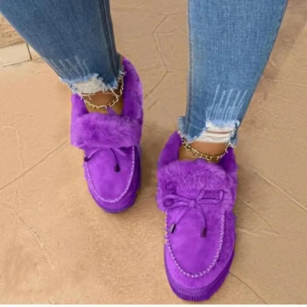 2023 nuovi stivaletti invernali stivali da neve in pelle scamosciata peluche pelliccia naturale calda slip on scarpe da donna ap