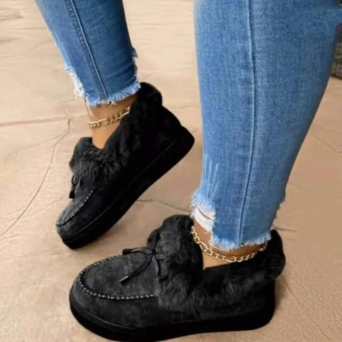 2023 nuovi stivaletti invernali stivali da neve in pelle scamosciata peluche pelliccia naturale calda slip on scarpe da donna ap