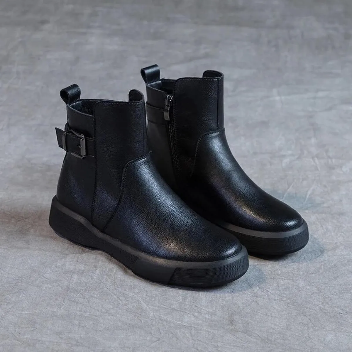 2023 nuovi stivali da donna autunno inverno scarpe da donna in pelle stivaletti piatti Casual retrò stivali con piattaforma femm