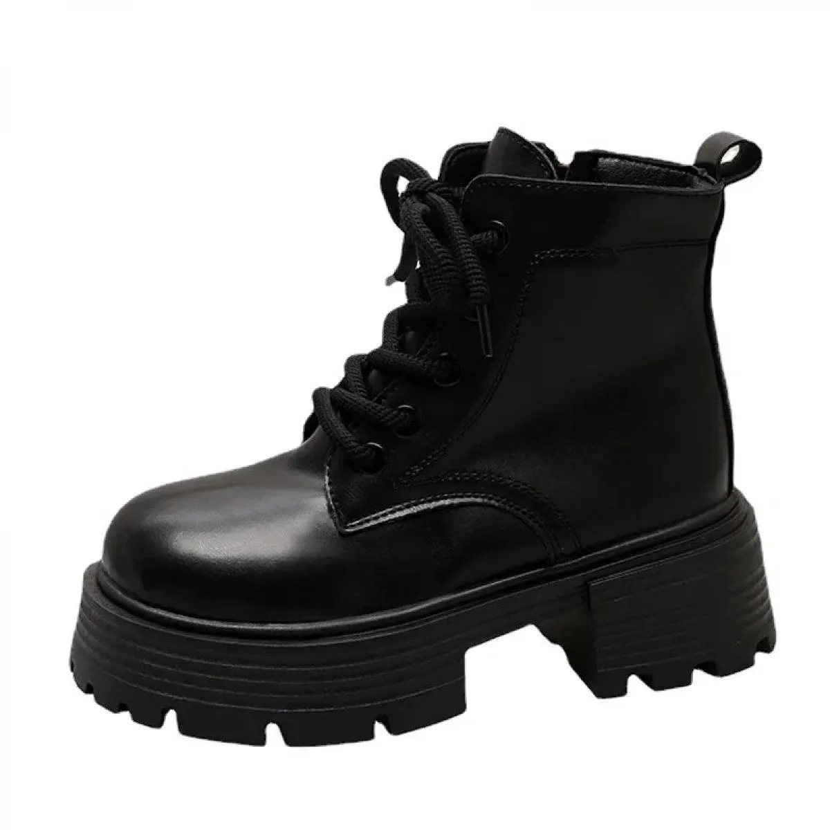 2024 nuova vendita calda inverno peluche caldo stivaletti da donna suola spessa antiscivolo tinta unita testa tonda lace up moda