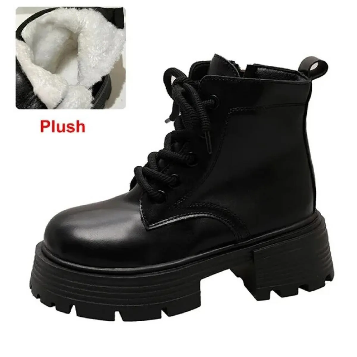 2024 nuova vendita calda inverno peluche caldo stivaletti da donna suola spessa antiscivolo tinta unita testa tonda lace up moda