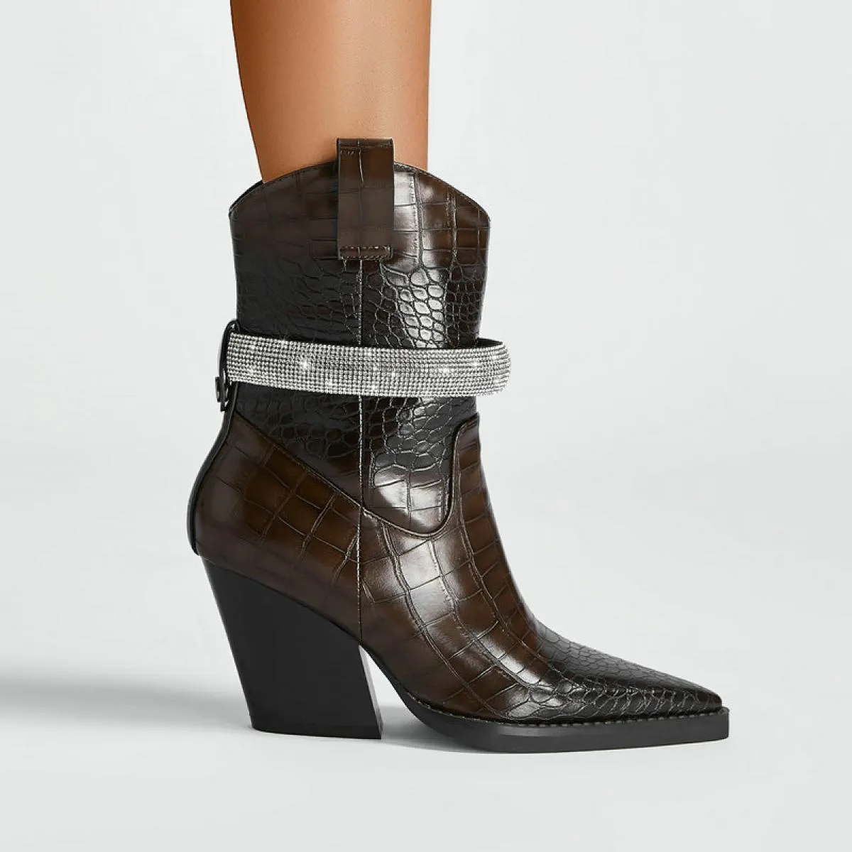 2024 nuove donne stivali da cowboy alla caviglia tacco alto autunno inverno scarpe occidentali punta a punta stivaletti casual d