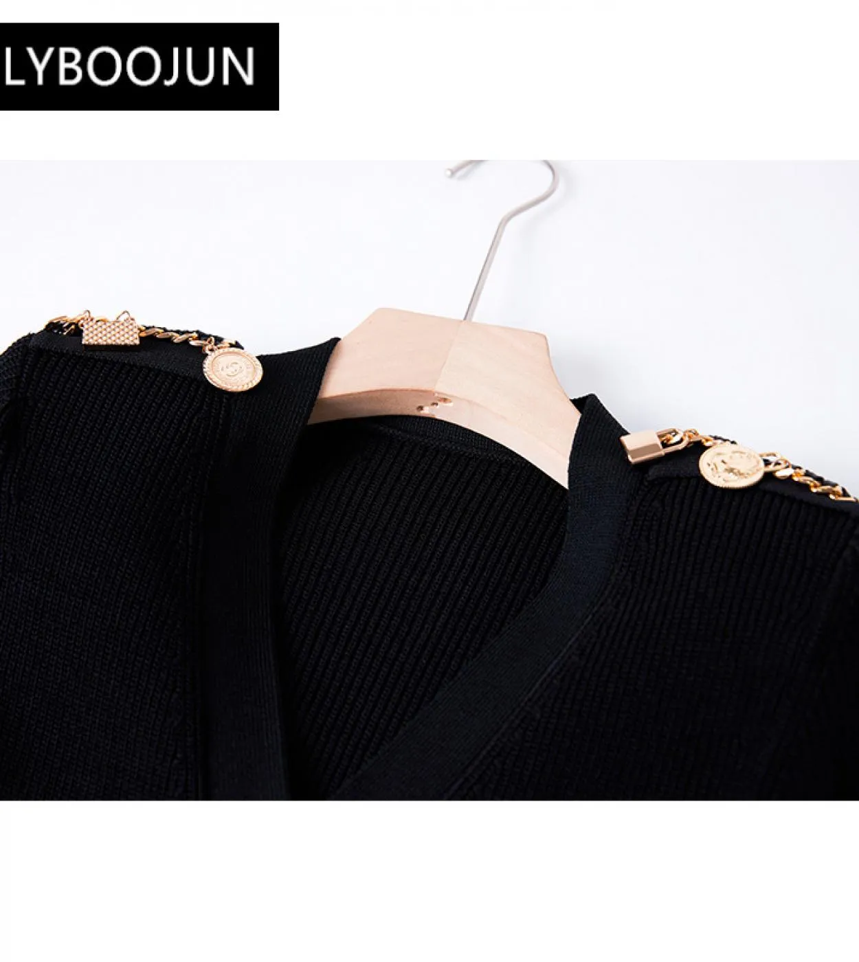 Abiti per le donne 2022 eleganti bottoni dorati di alta qualità maglione catena spallina maglia scollo a V Lady Cashmere pullove