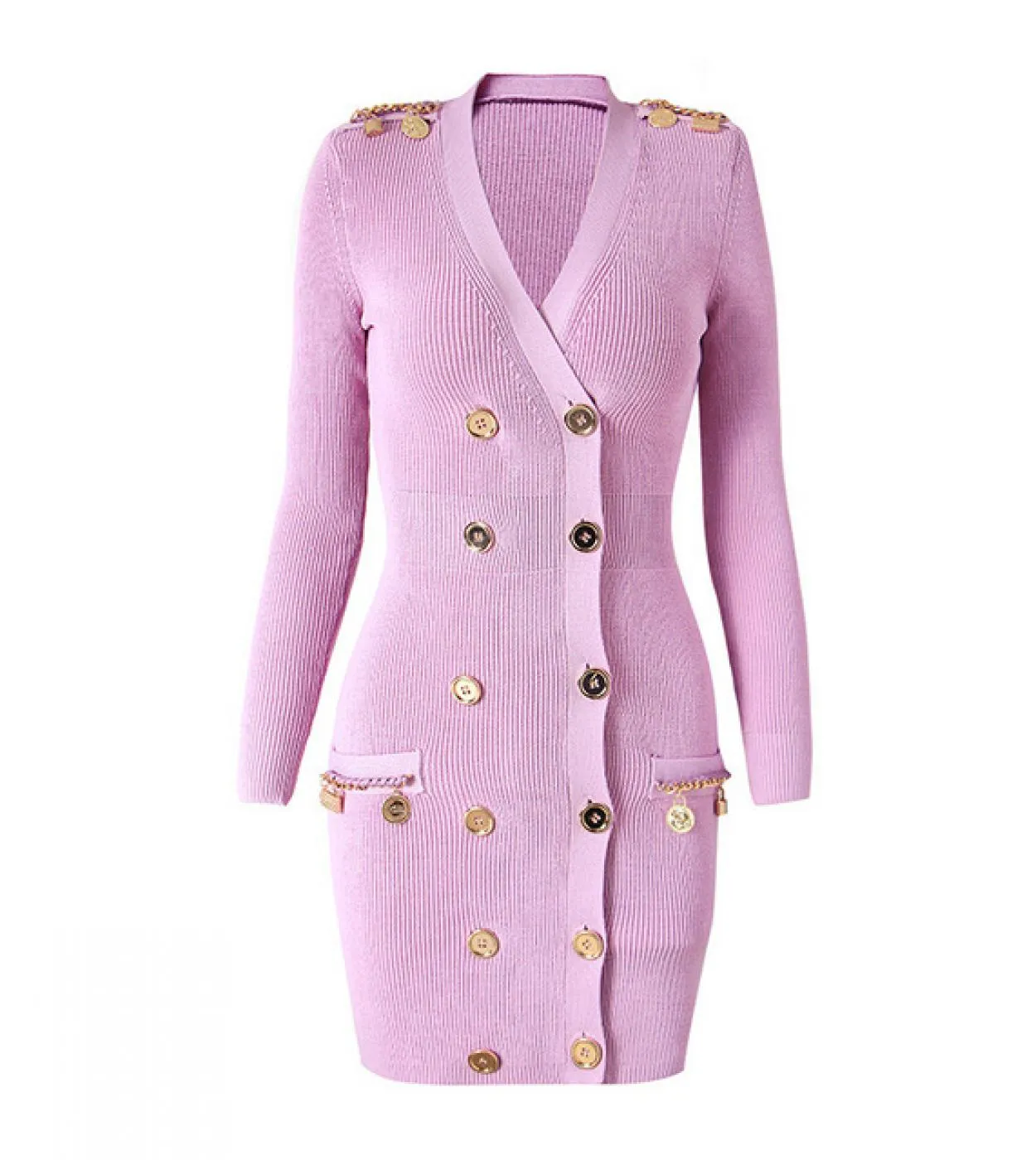 Abiti per le donne 2022 eleganti bottoni dorati di alta qualità maglione catena spallina maglia scollo a V Lady Cashmere pullove