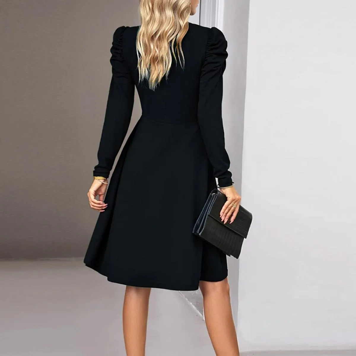 Abito formale Occas per donna 2023 autunno vita sottile all'anca elegante festa da sera gonna nera abbigliamento femminile Vesti