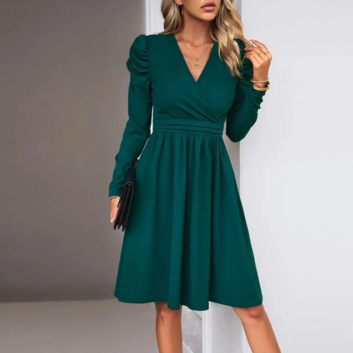 Abito formale Occas per donna 2023 autunno vita sottile all'anca elegante festa da sera gonna nera abbigliamento femminile Vesti