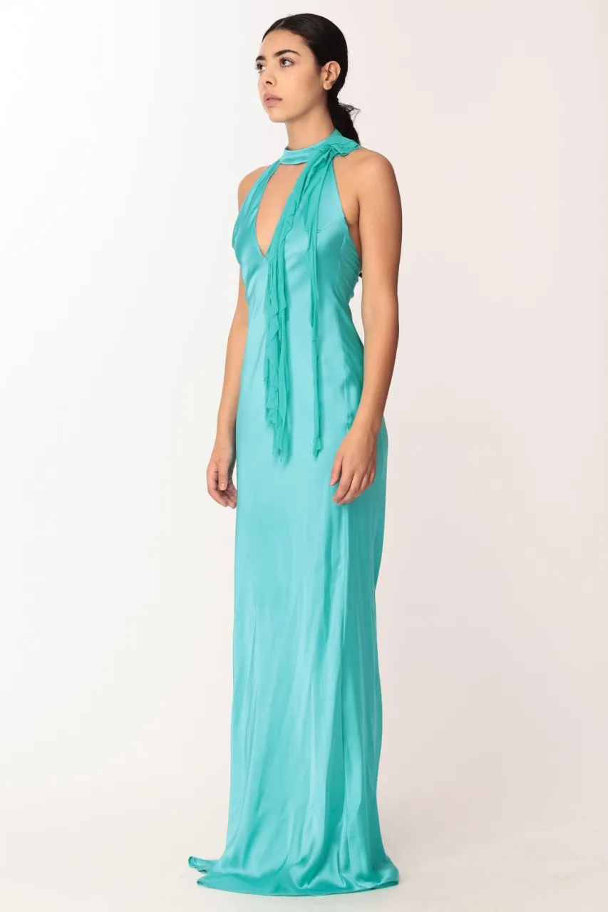 Abito lungo con fiore in tulle Smeraldo