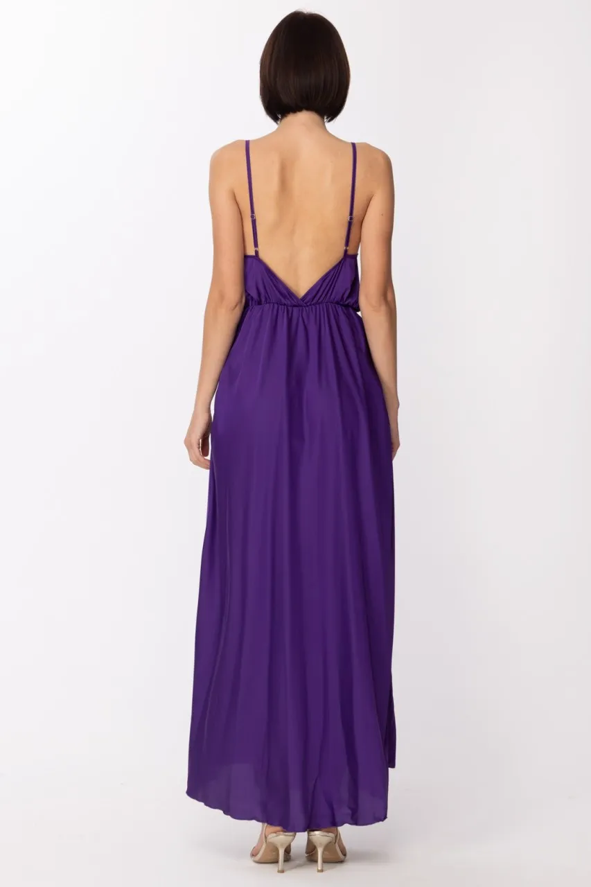 Abito lungo Eda in raso Purple
