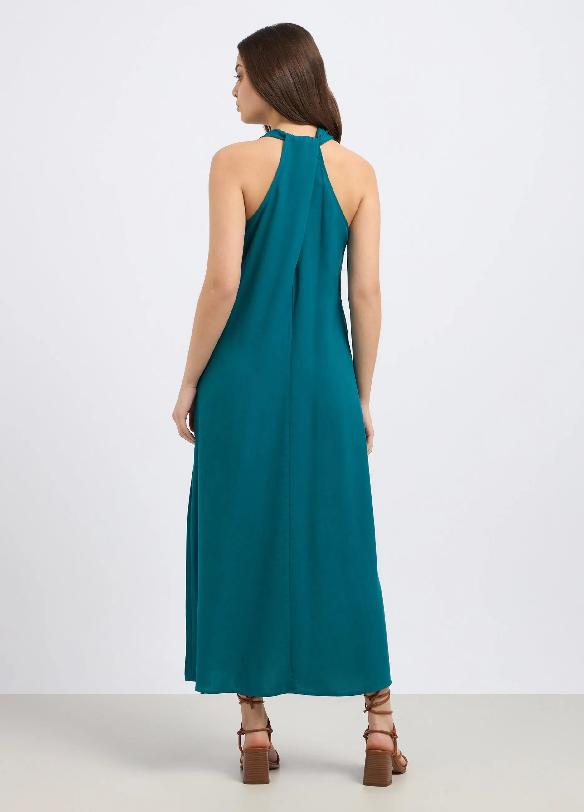 Abito lungo in misto lino donna