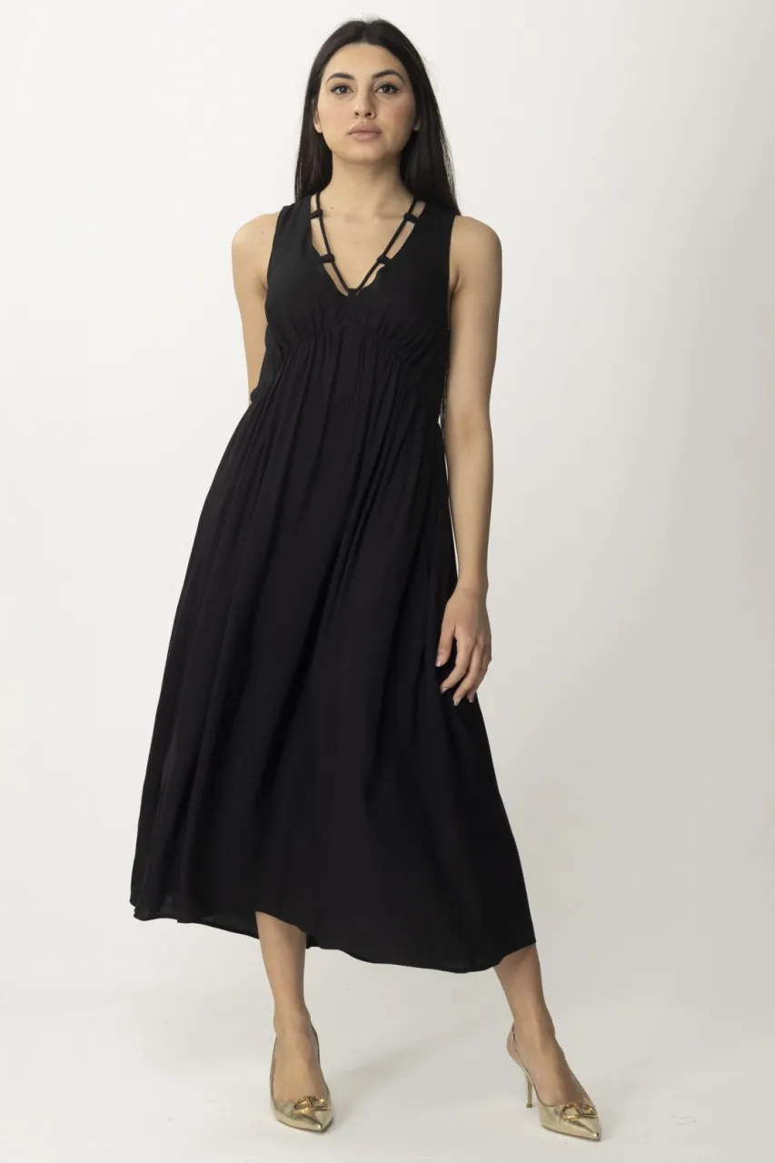 Abito lungo in twill NERO LIMOUSINE