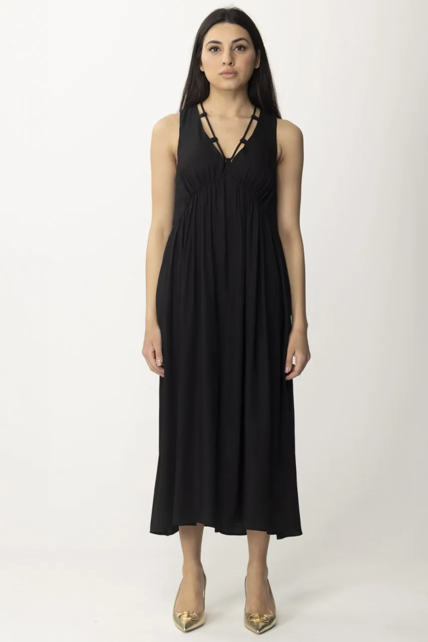 Abito lungo in twill NERO LIMOUSINE