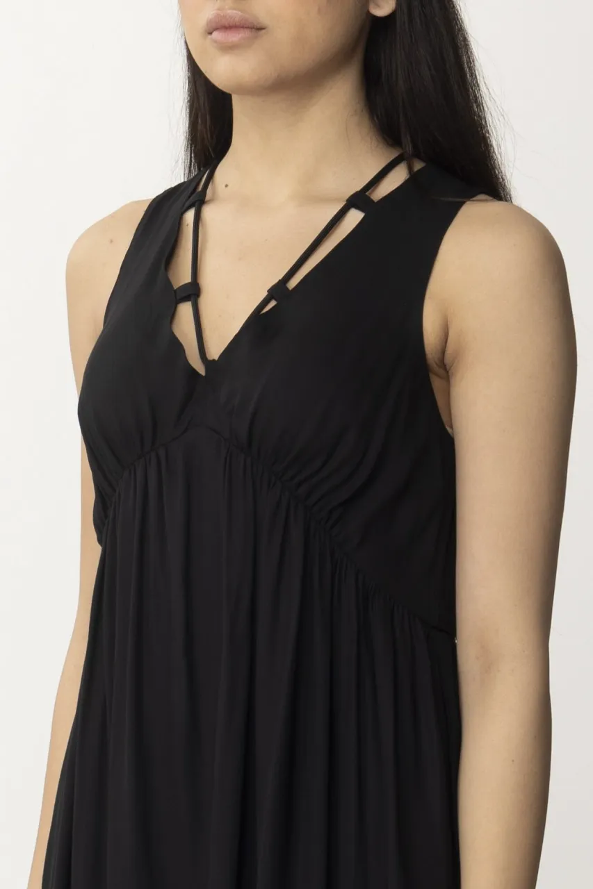 Abito lungo in twill NERO LIMOUSINE