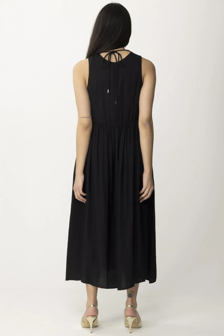 Abito lungo in twill NERO LIMOUSINE