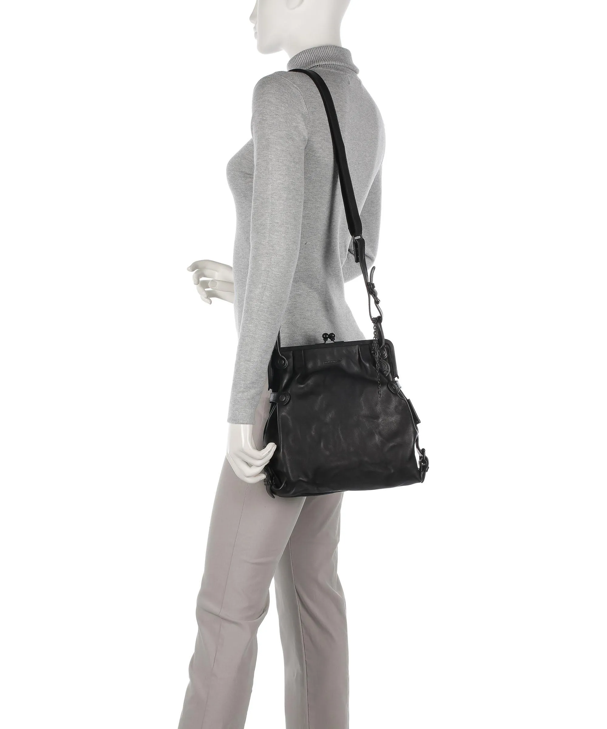  Aunts & Uncles Grandma's Luxury Club Mrs. Tea Cake Borsa a spalla pelle di vacchetta finemente grana nero  