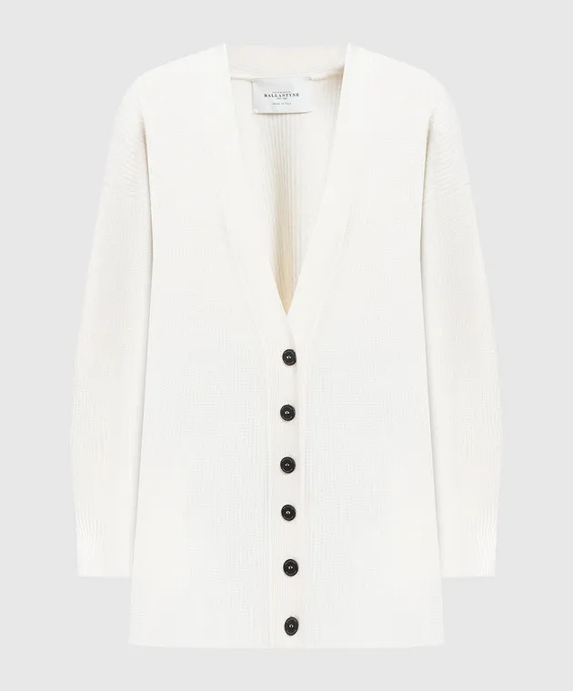 Ballantyne Cardigan in lana bianca B1K3027W114