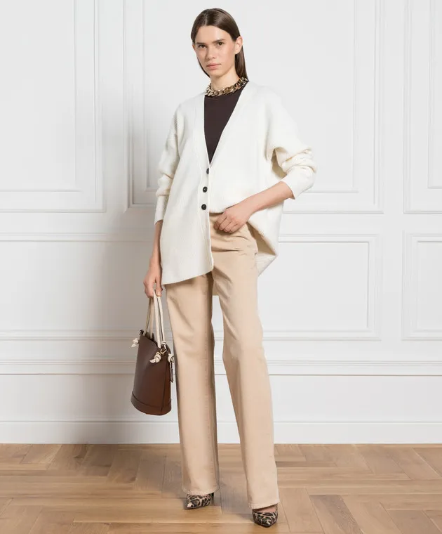 Ballantyne Cardigan in lana bianca B1K3027W114
