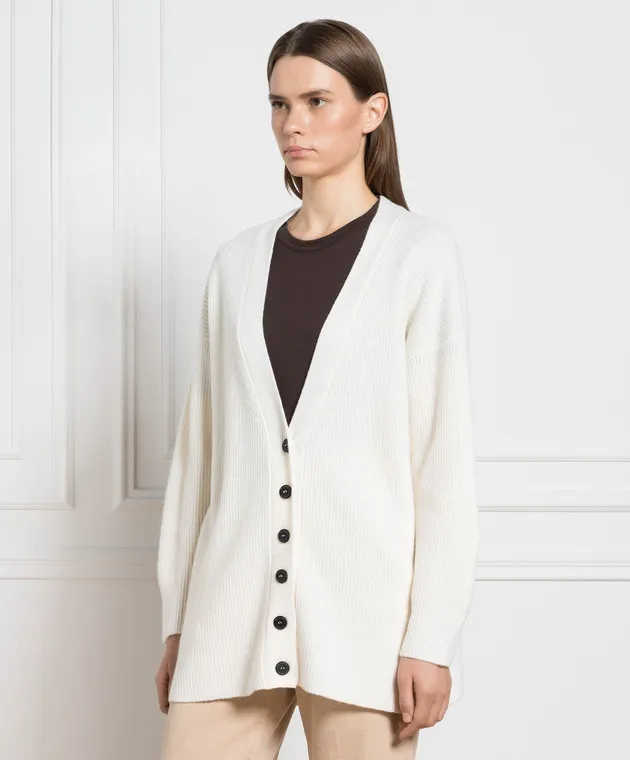 Ballantyne Cardigan in lana bianca B1K3027W114