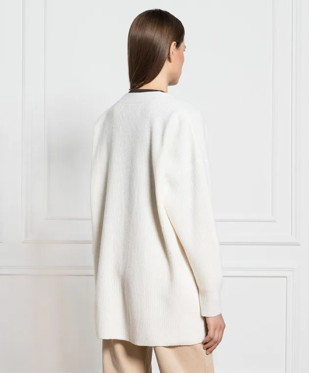 Ballantyne Cardigan in lana bianca B1K3027W114