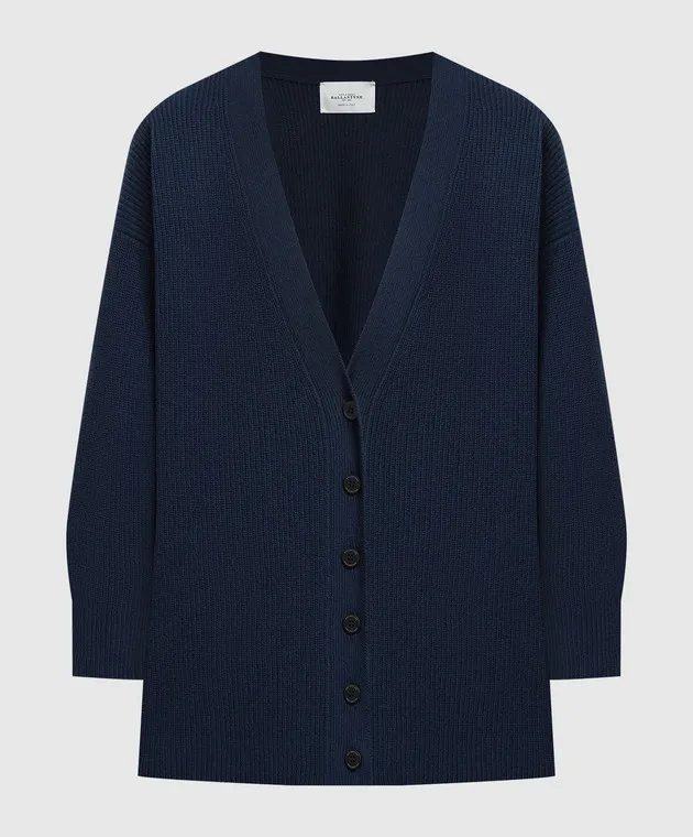 Ballantyne Cardigan in lana blu B1K3027W114