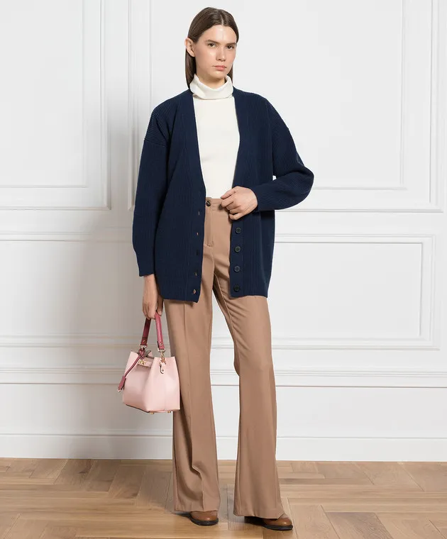 Ballantyne Cardigan in lana blu B1K3027W114