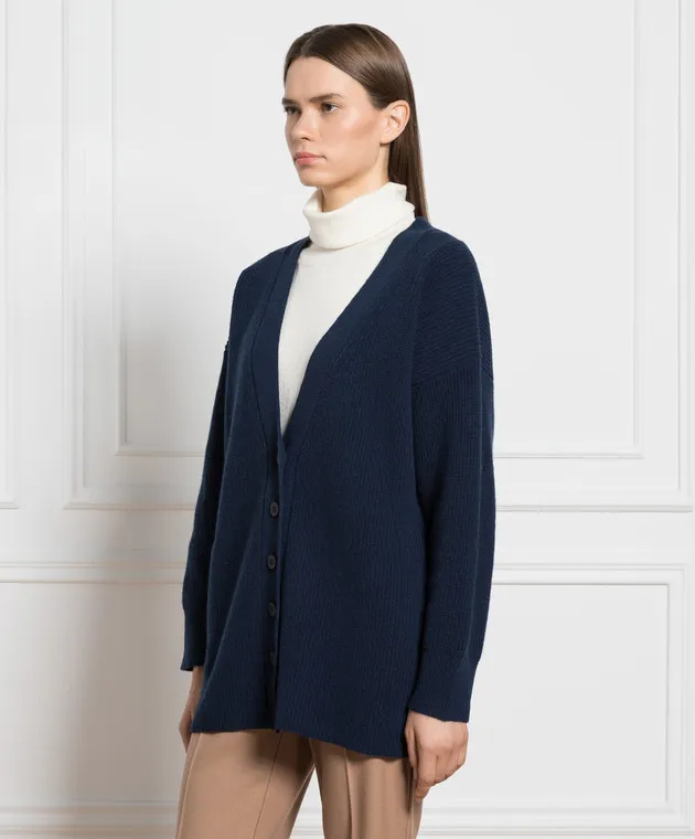 Ballantyne Cardigan in lana blu B1K3027W114