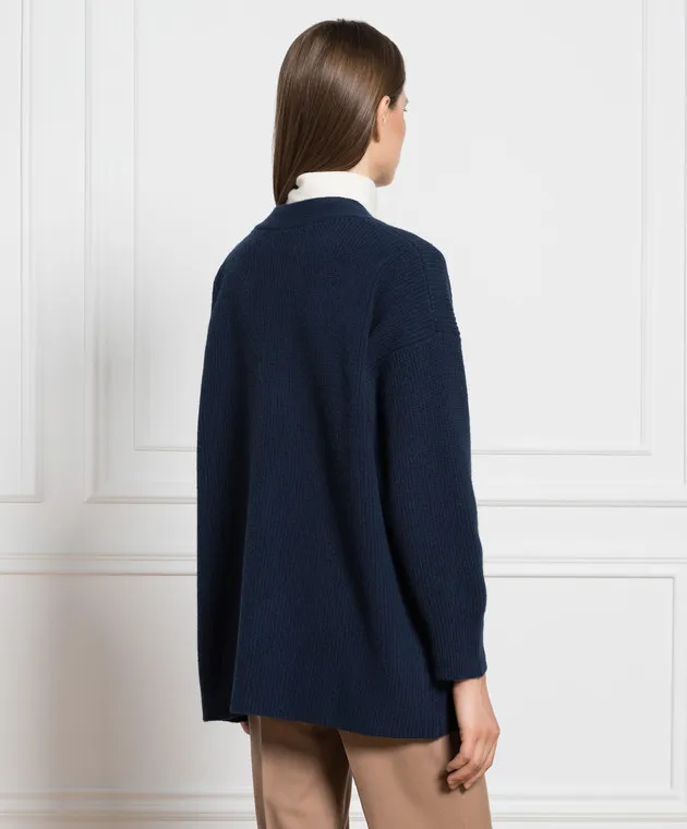 Ballantyne Cardigan in lana blu B1K3027W114