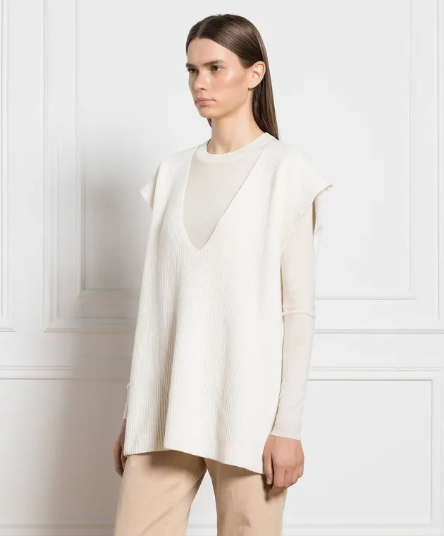 Ballantyne Gilet bianco in lana B1S1117W114