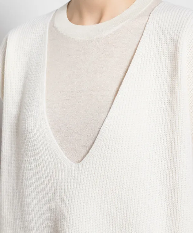 Ballantyne Gilet bianco in lana B1S1117W114