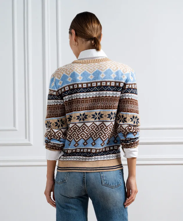 Ballantyne Pullover jacquard di lana beige B1P6607W104