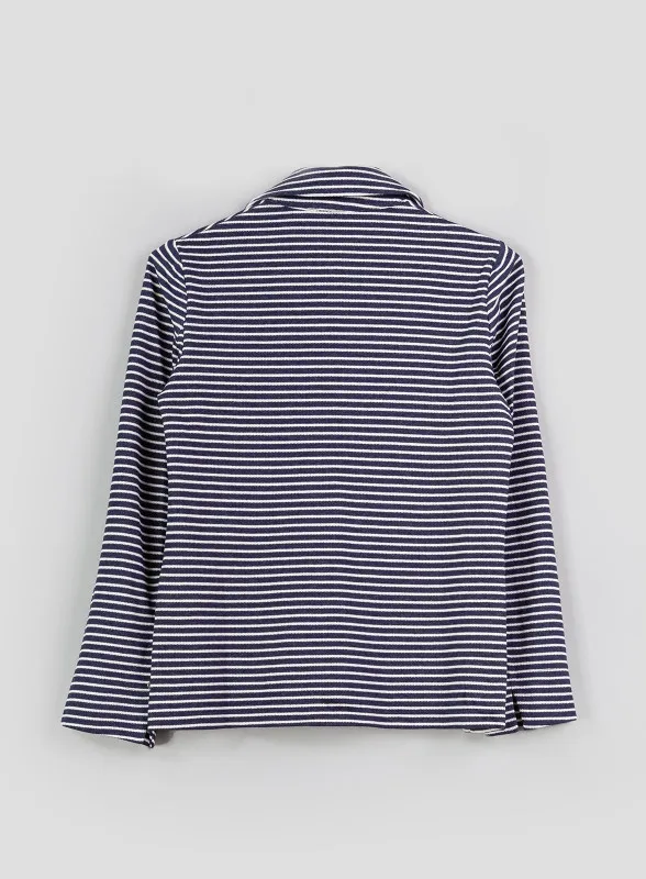 Blazer in jersey piquet rigato bianco e blu - Pennyblack