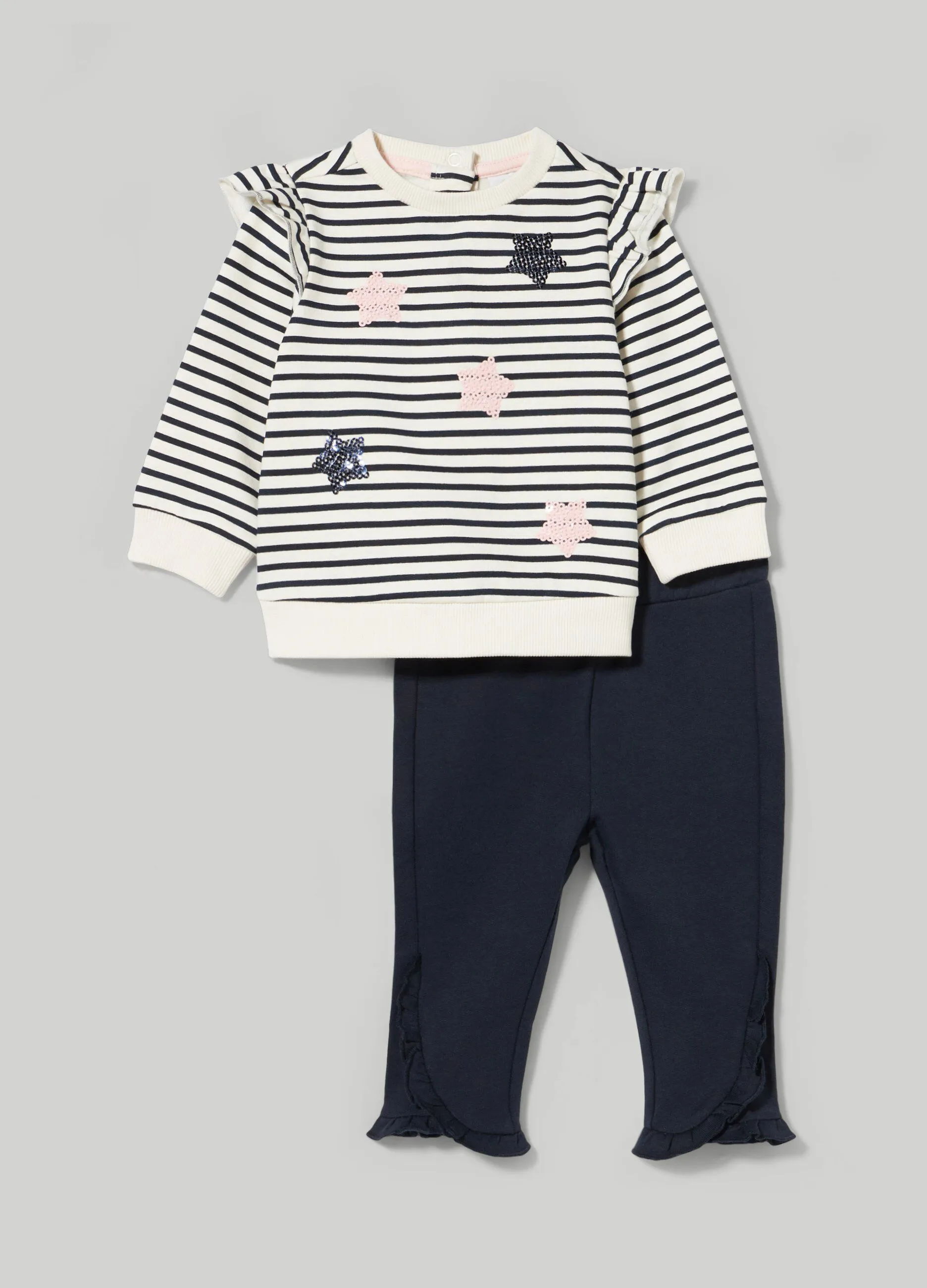 BLUKIDS  Jogging set in felpa di puro cotone neonata 