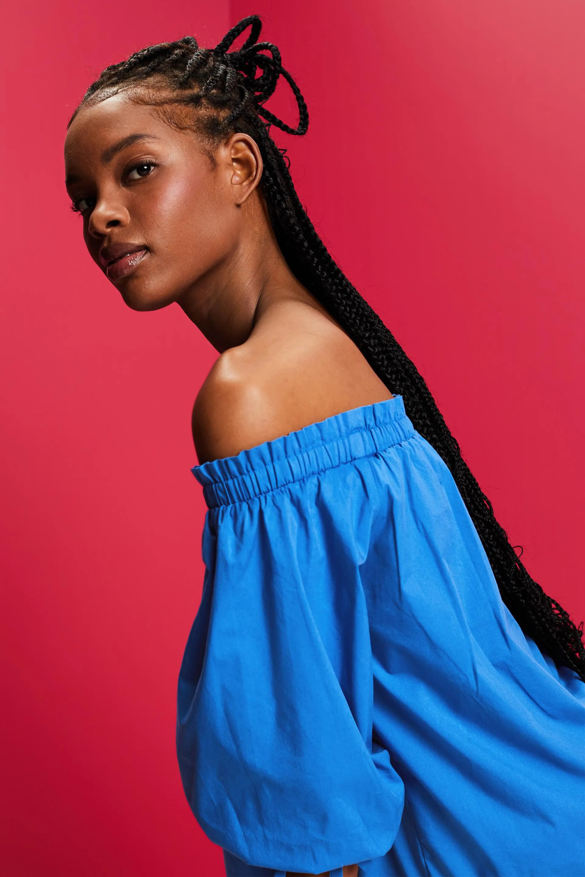 Blusa a spalle scoperte in popeline