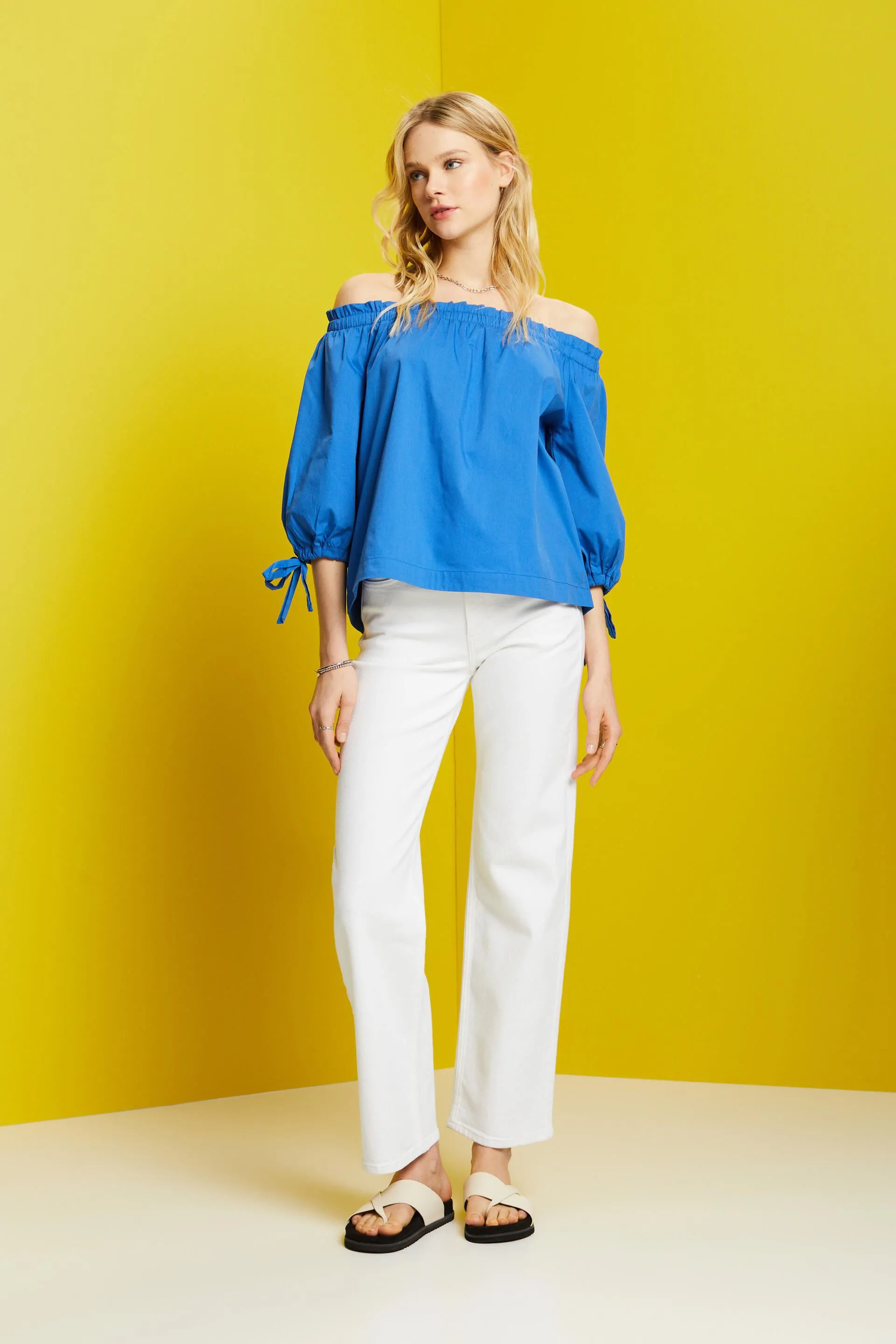 Blusa a spalle scoperte in popeline