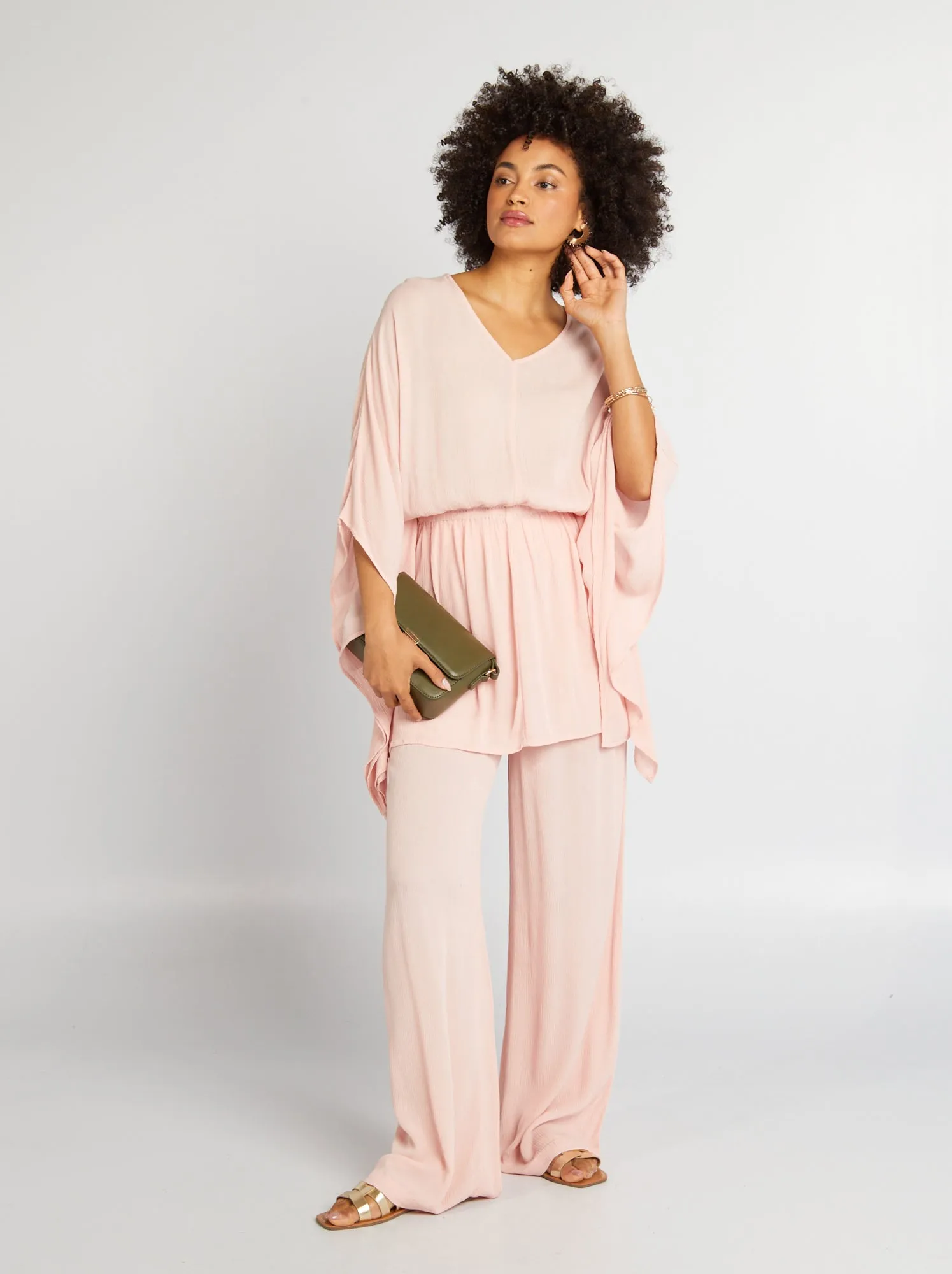 Blusa con maniche a farfalla - ROSA