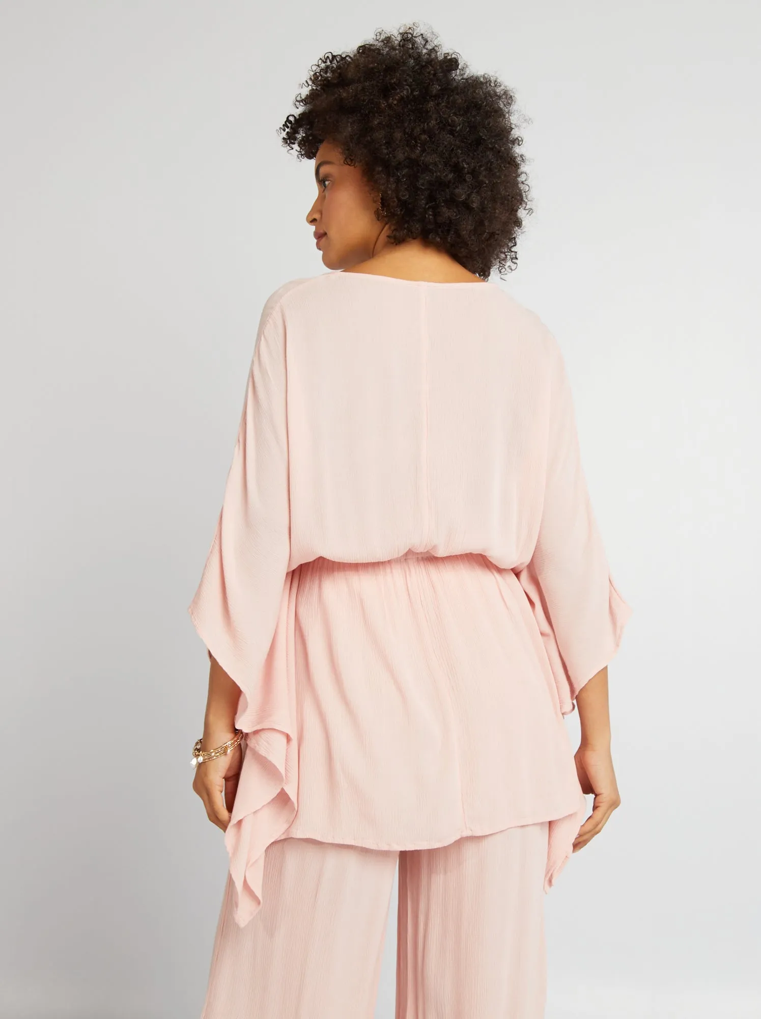 Blusa con maniche a farfalla - ROSA