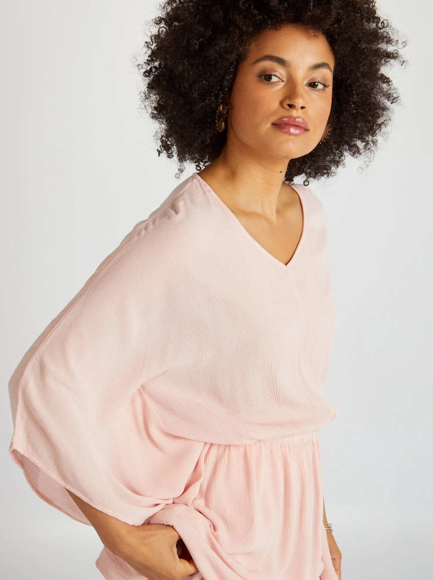 Blusa con maniche a farfalla - ROSA