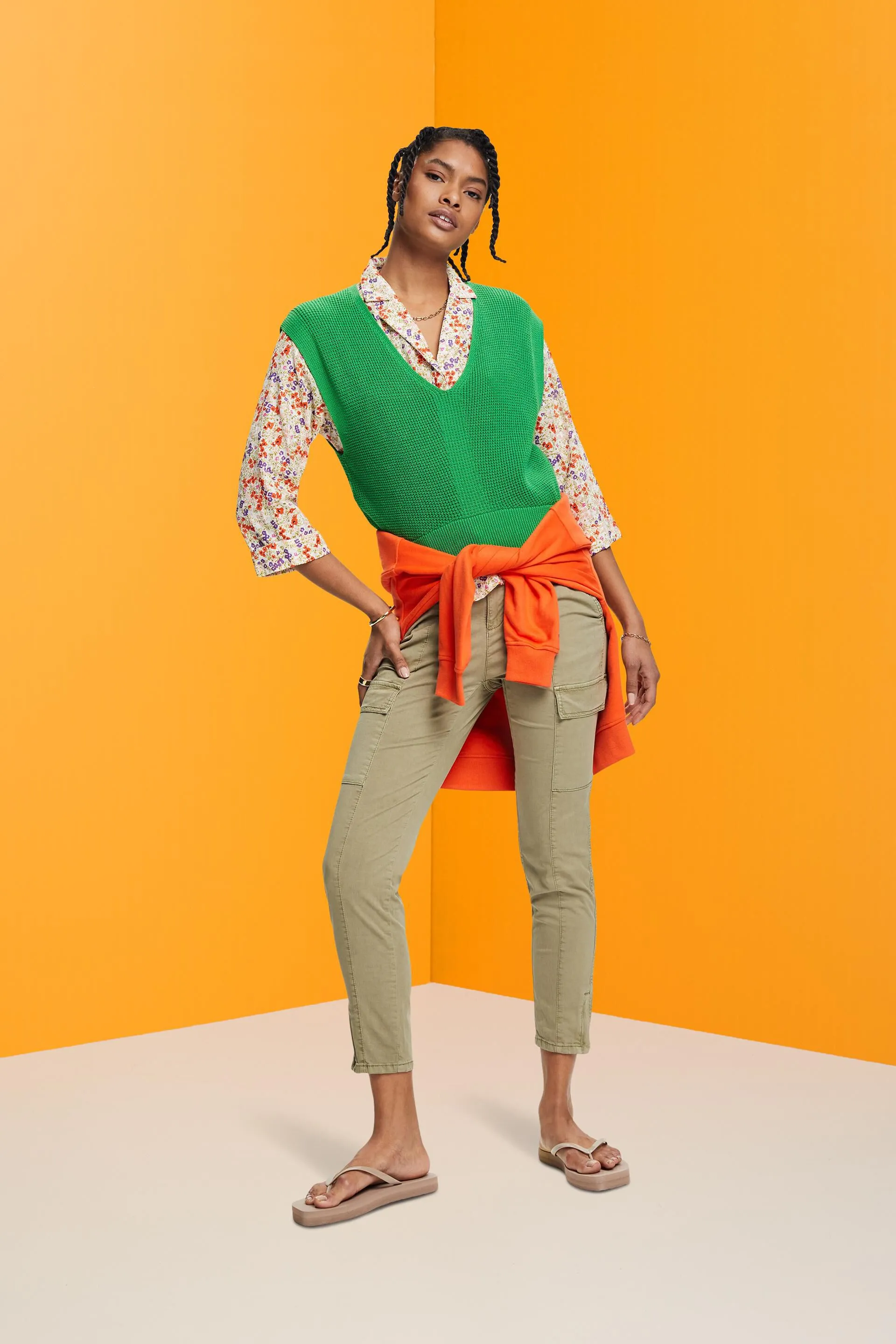 Blusa in cotone con stampa floreale