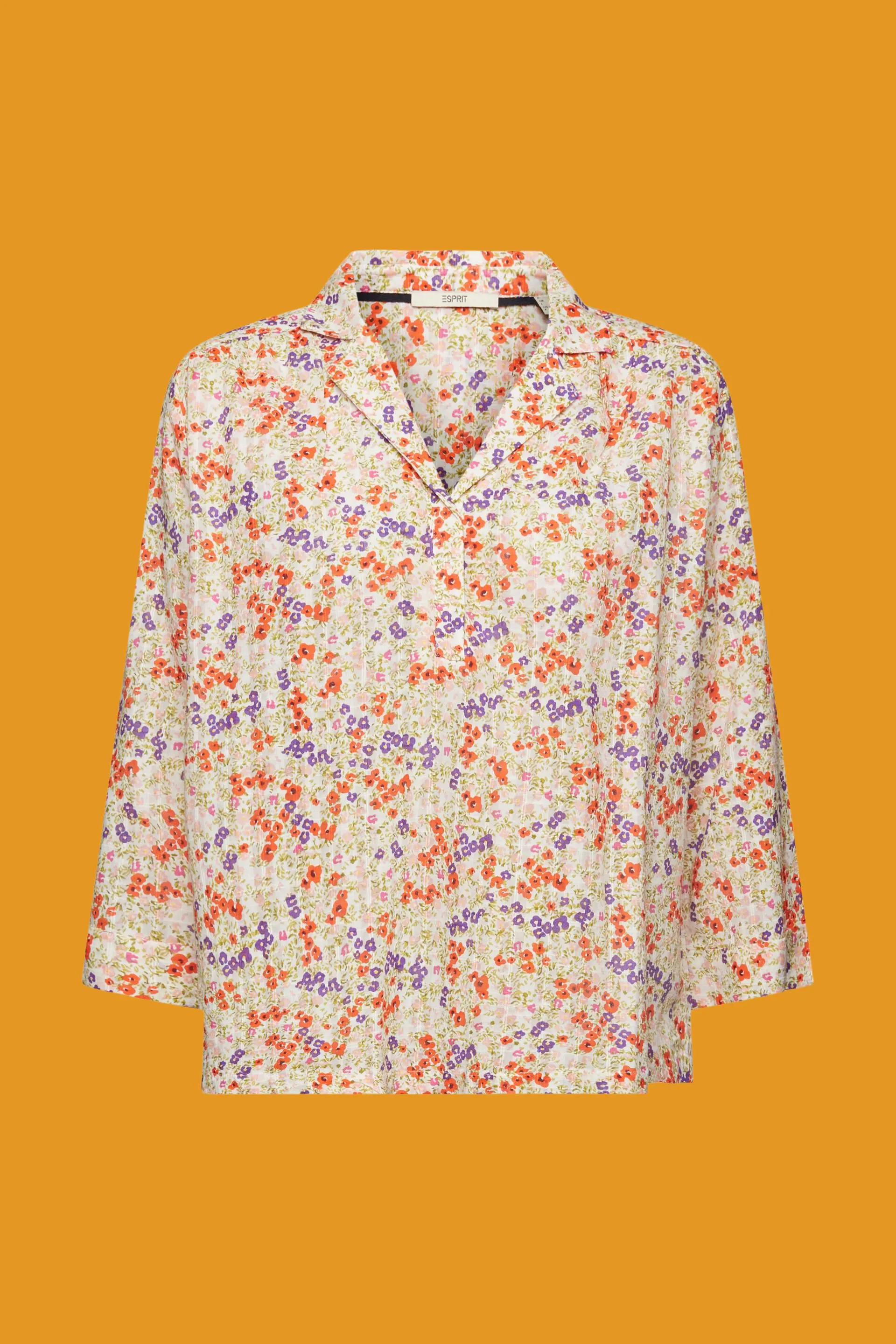 Blusa in cotone con stampa floreale