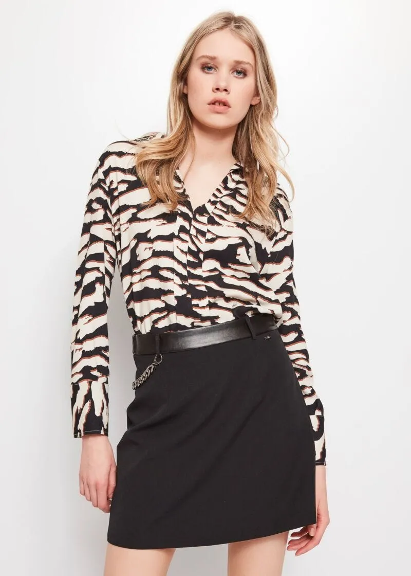 Blusa in twill con stampa