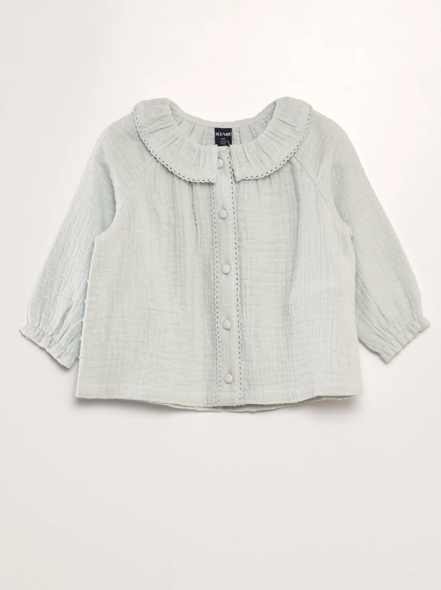 Blusa plumetis in garza di cotone - BLU