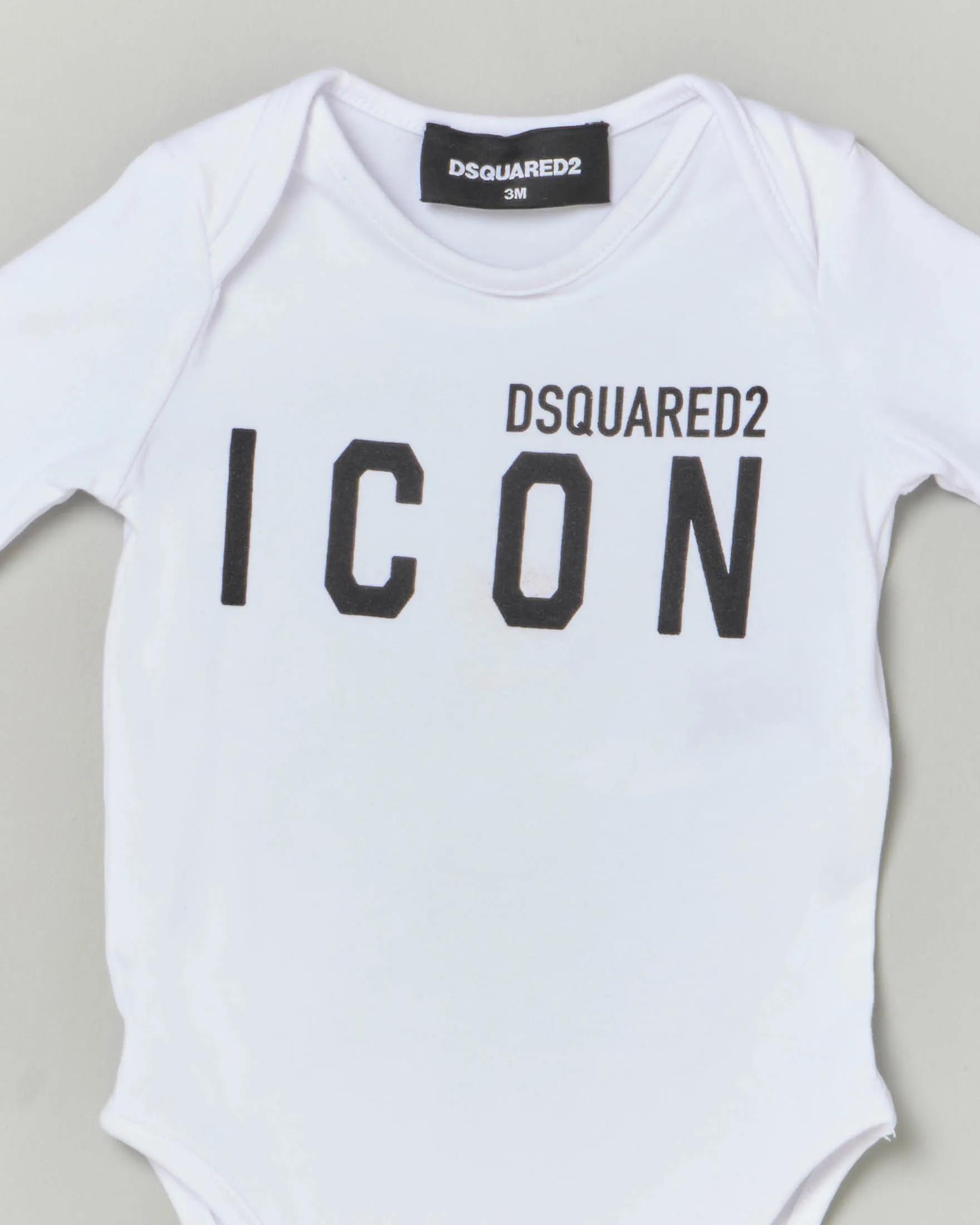Body intimo bianco con manica lunga e logo Icon stampato sul petto 6-12 mesi